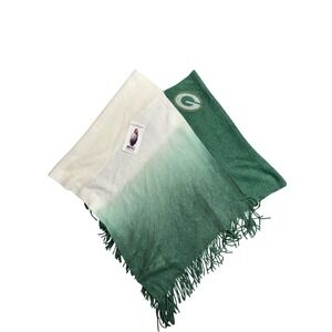 NFL Little Earth Green Bay Packers Dip Dye Poncho Rhinestone Logo Green White OS